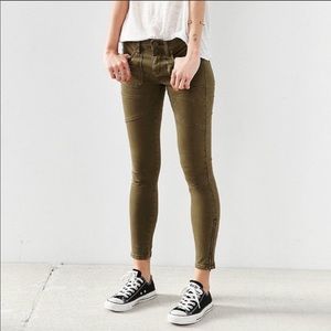 BDG Jefferson Skinny Moto Jeans Olive Green Sz 27